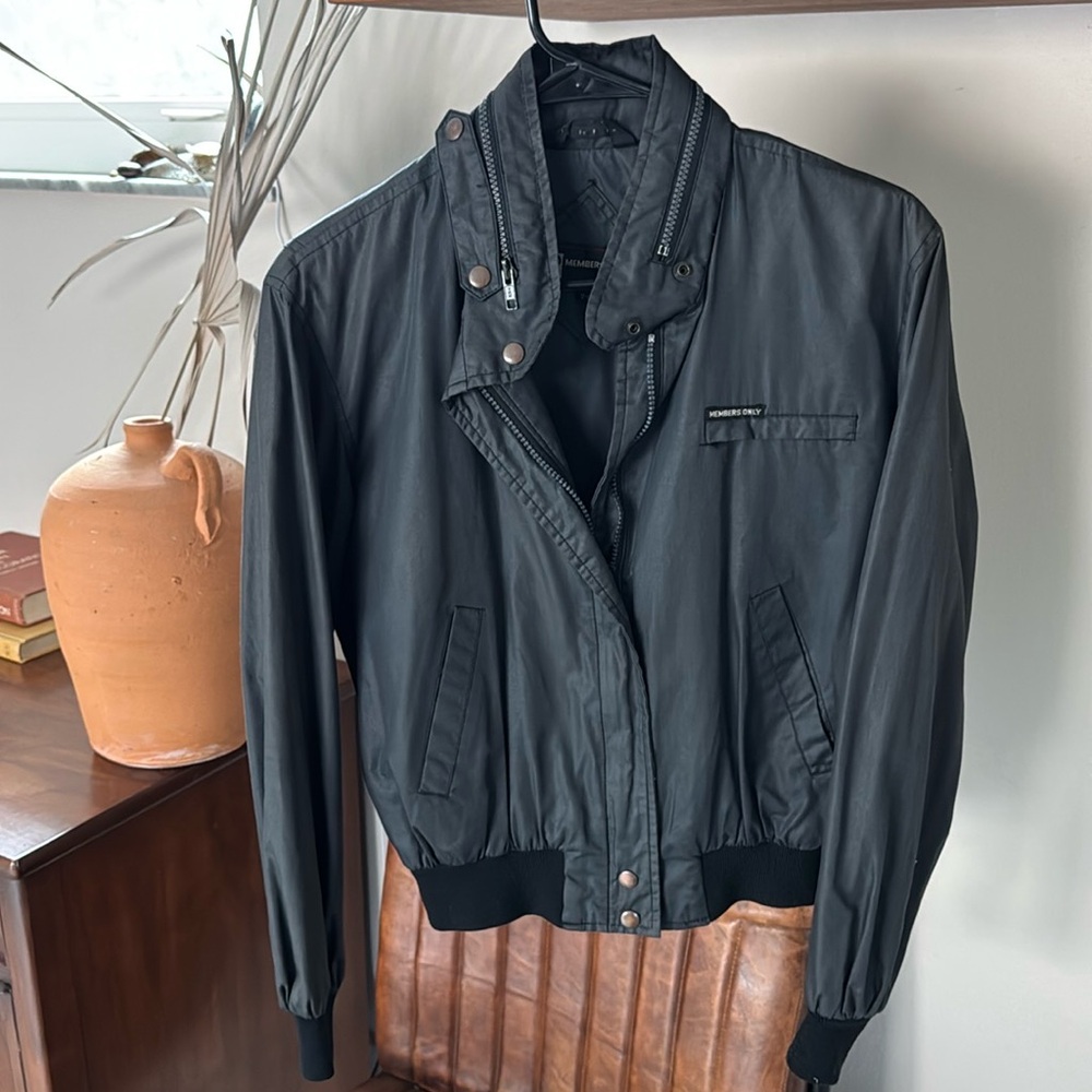 Black 7/8 Members Only Jacket